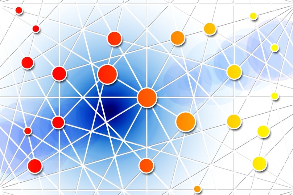 painted multi-colored web of the Internet