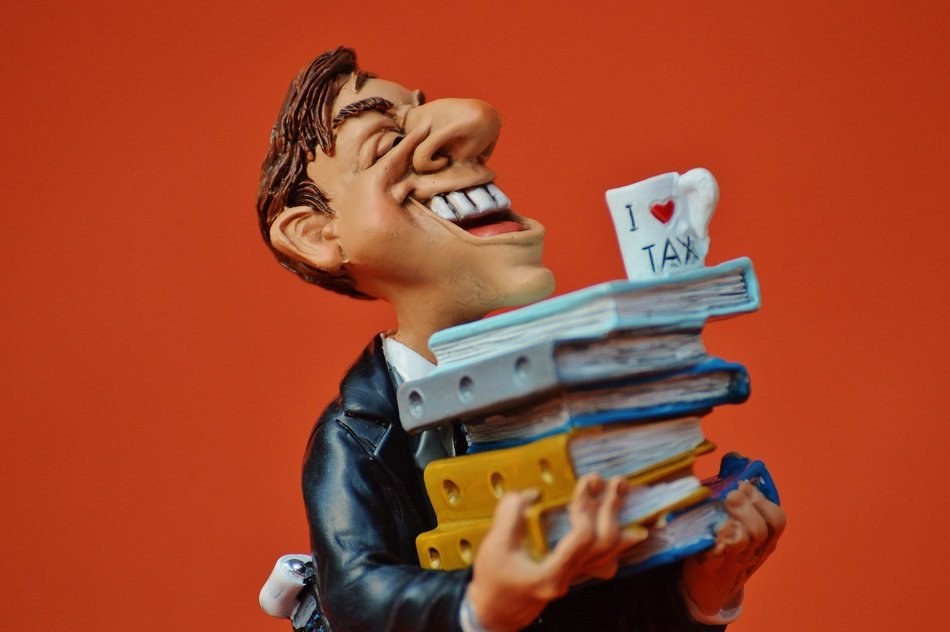 Tax Advisor with Books as a comic figure