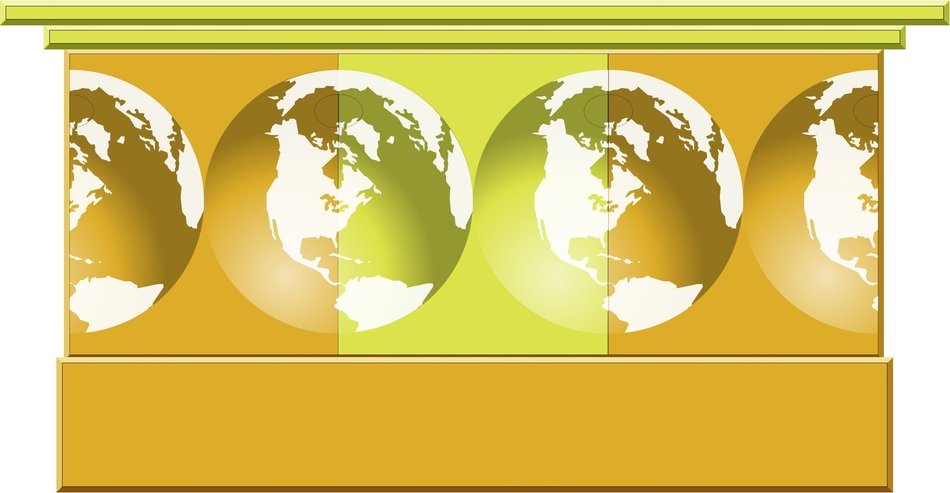 several images of the planets on a yellow banner