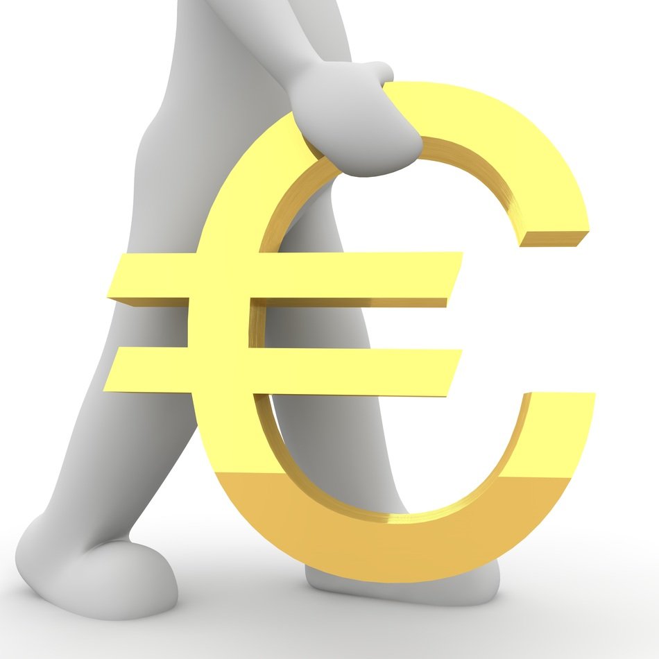 euro symbol in man's hand