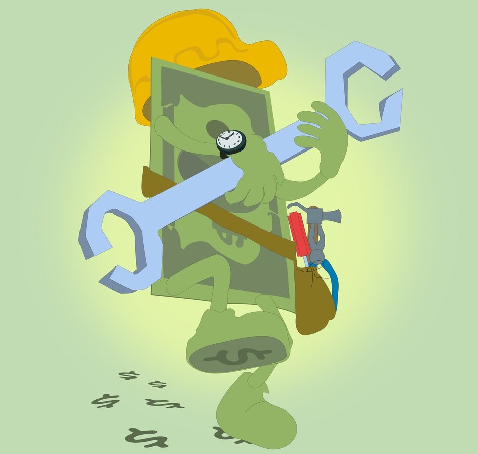 animated banknote with tools