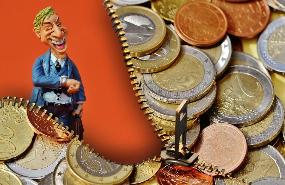 businessman and euro coins