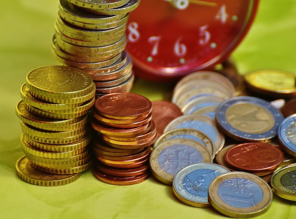 coins near the clock