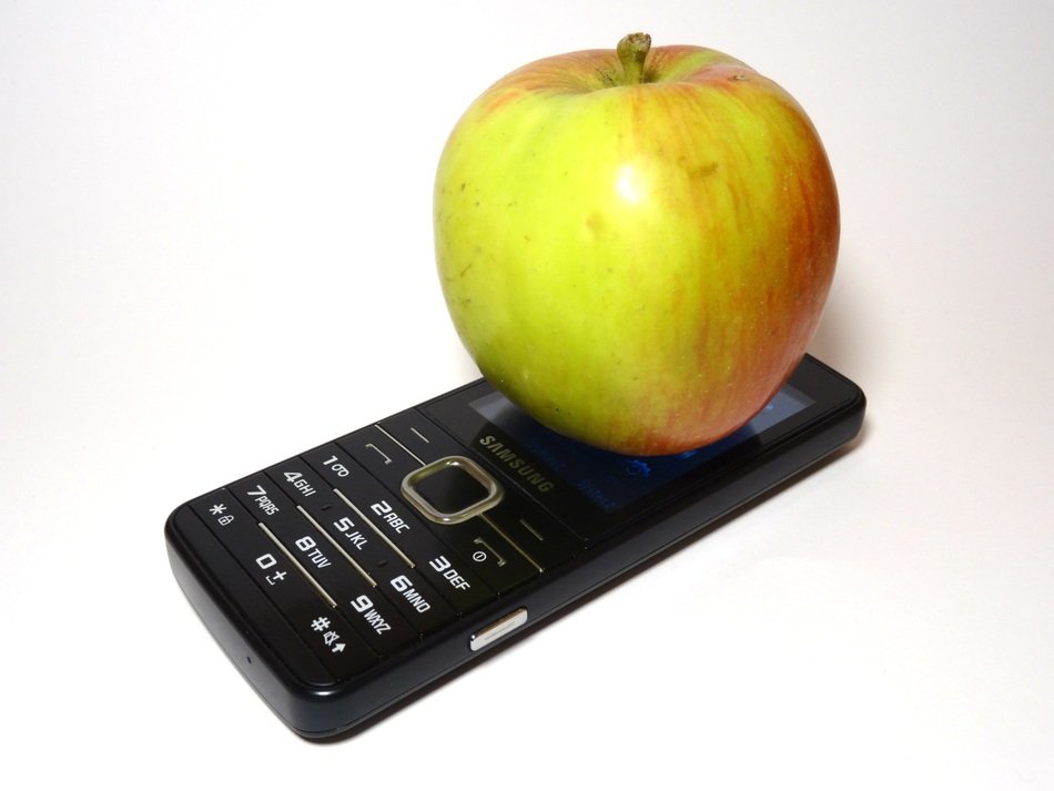 apple on the background of the phone