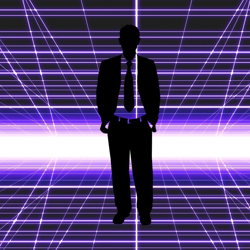 businessman silhouette on the purple background