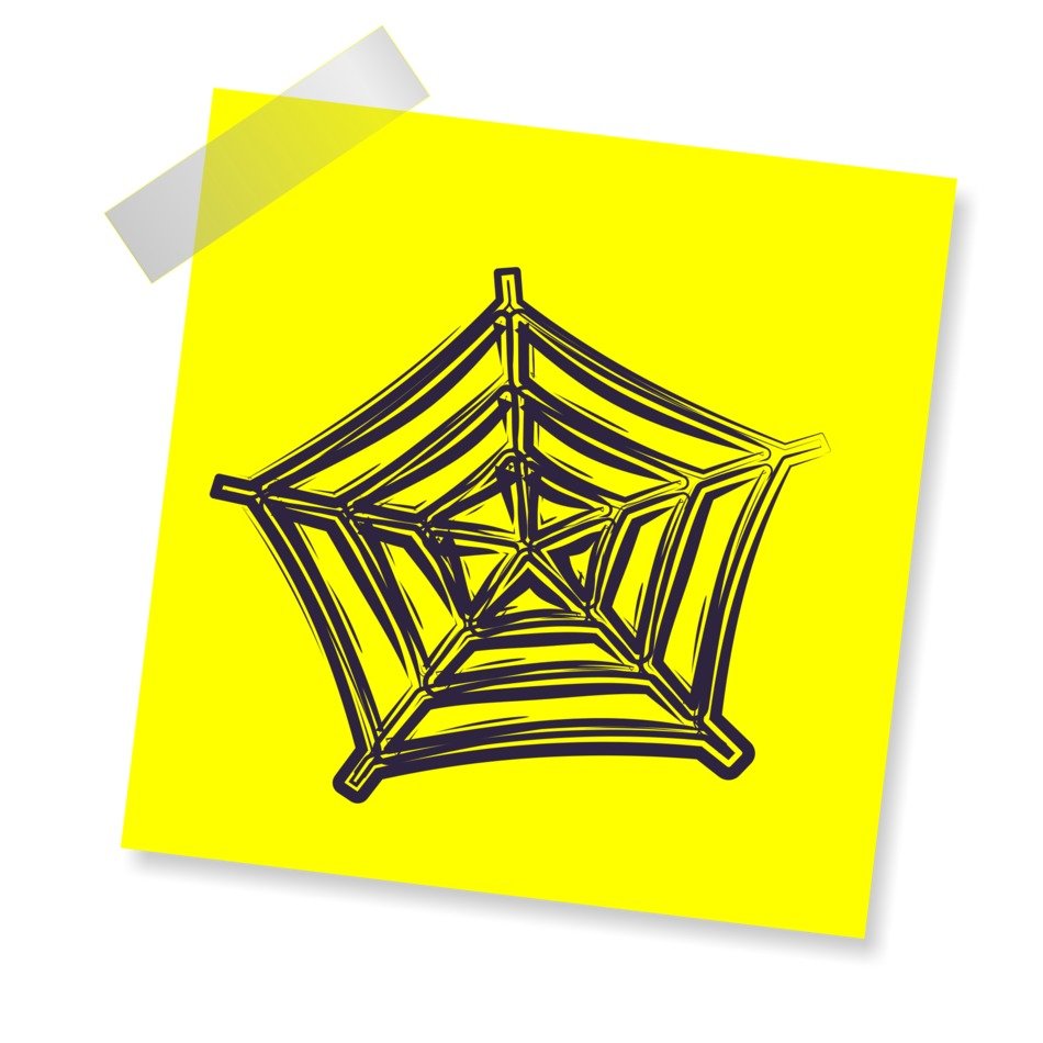 Web, drawing on yellow paper, Network symbol