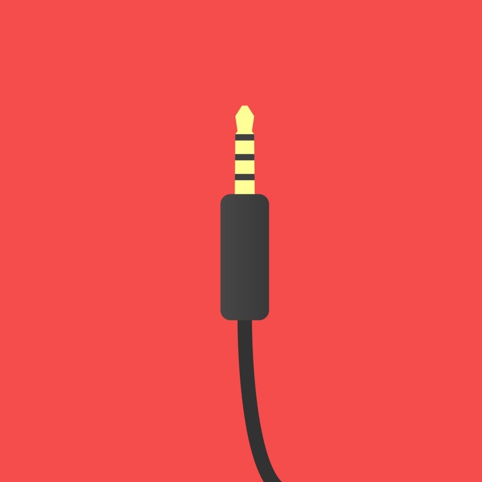 Aux Cable at red background, illustration