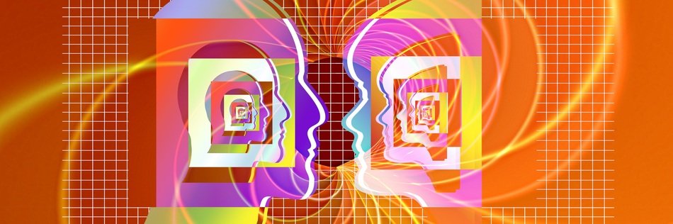 Communication between humans on the colorful image