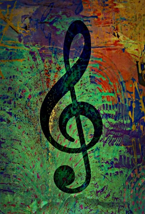 black treble clef on an abstract background