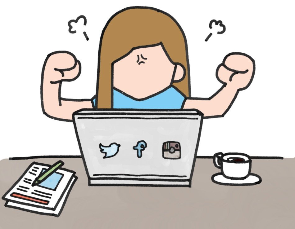 girl getting angry at social networks