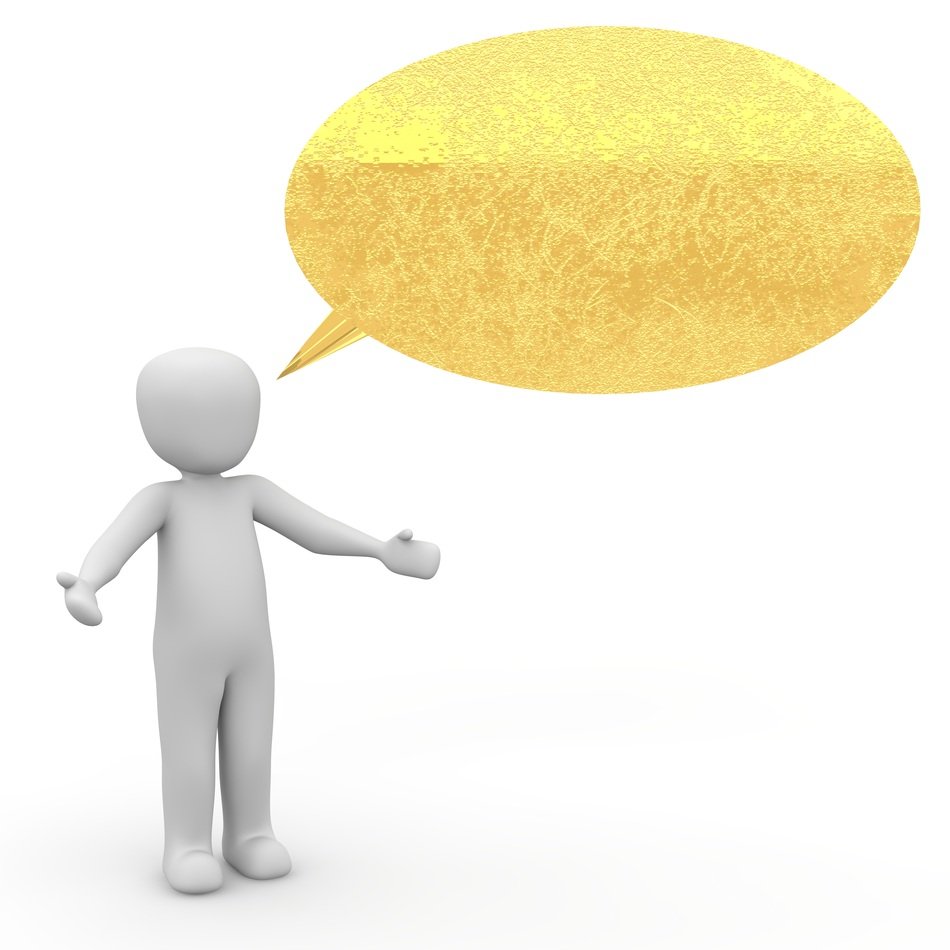 figure with speech as a 3d model