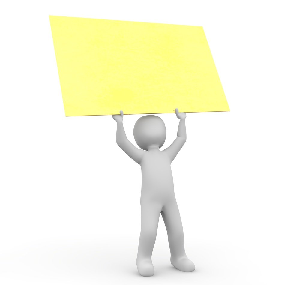 figure with a banner for communication