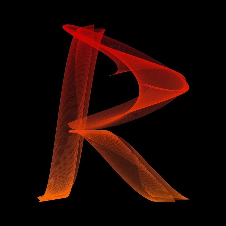 letter 'R' in fire style