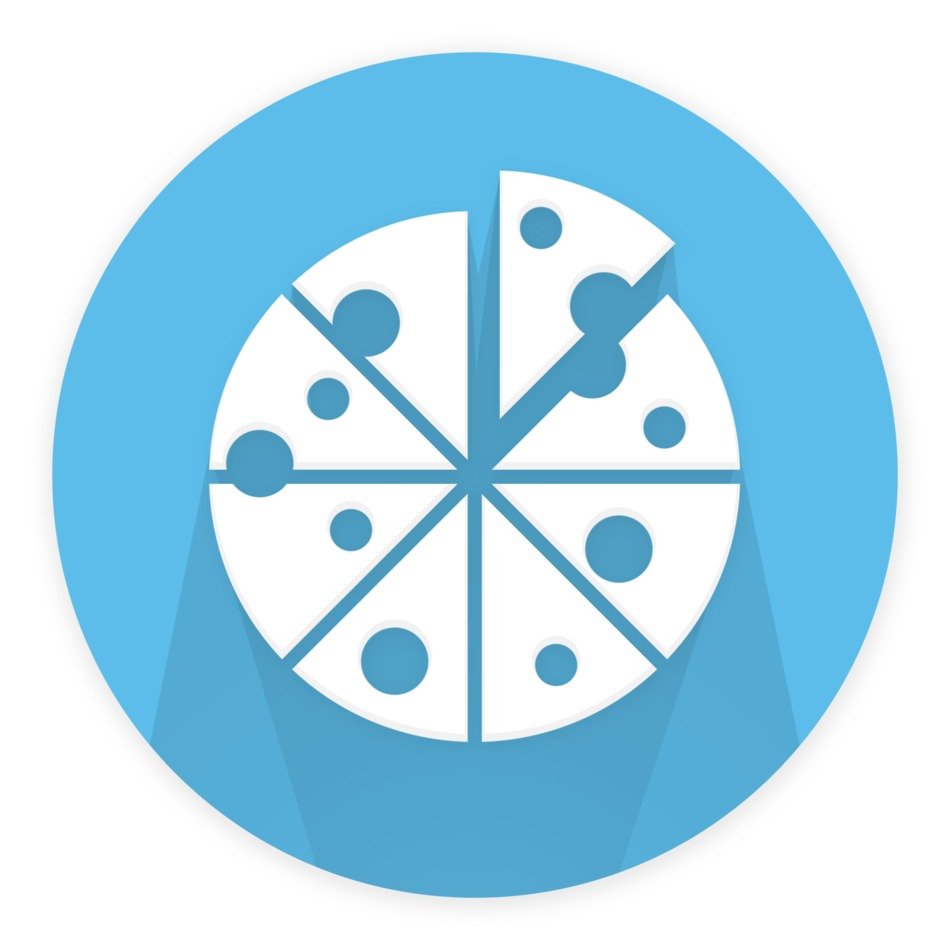icon of sliced pizza on the blue background