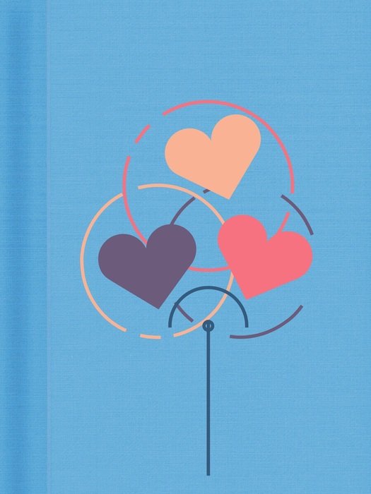 notebook with a picture of hearts