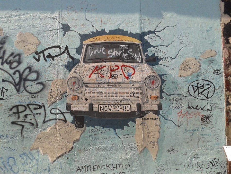 car on the wall in germany