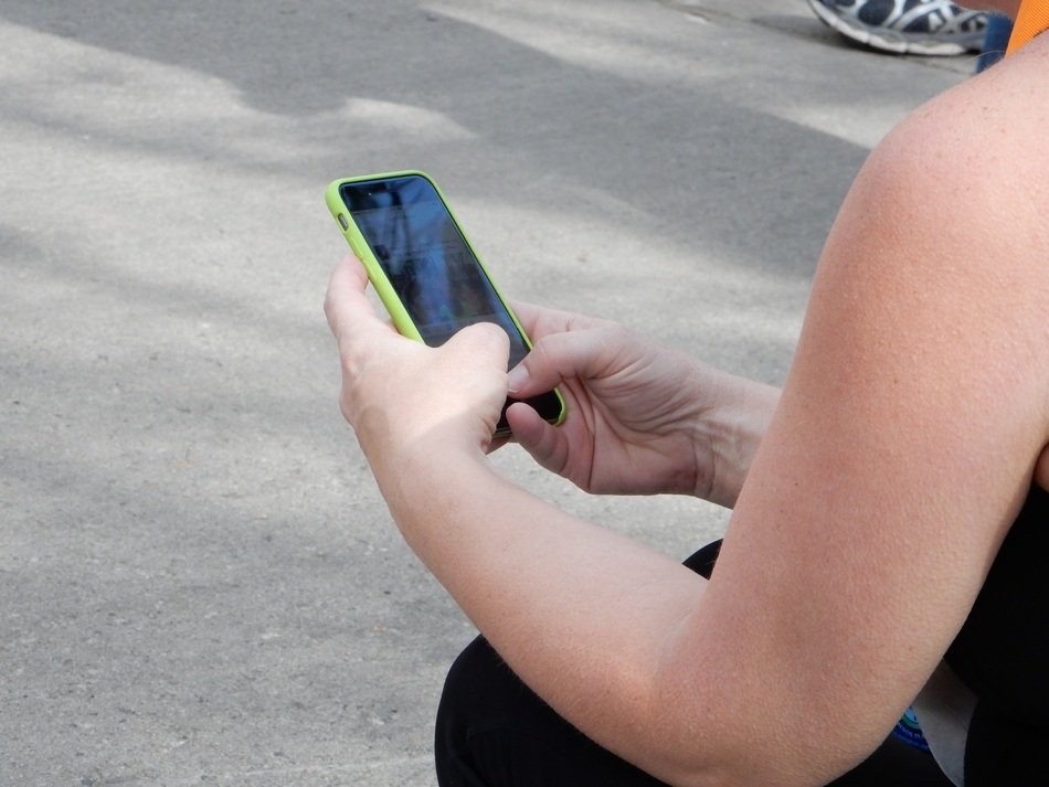 woman is online in smartphone