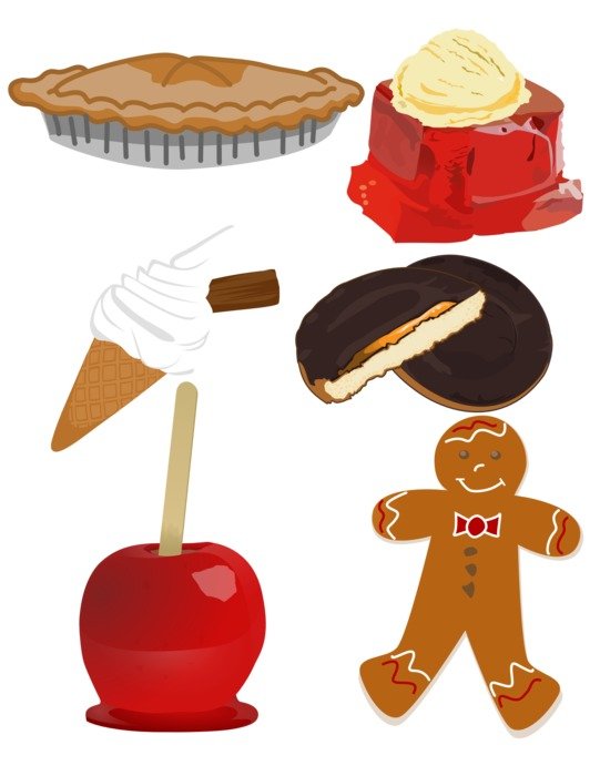 sweet foods on white background