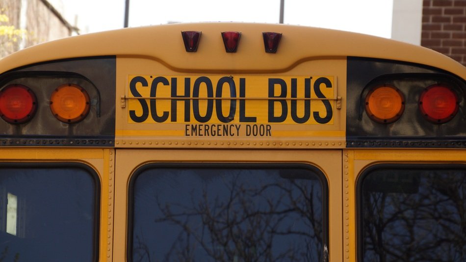 yellow school bus close up