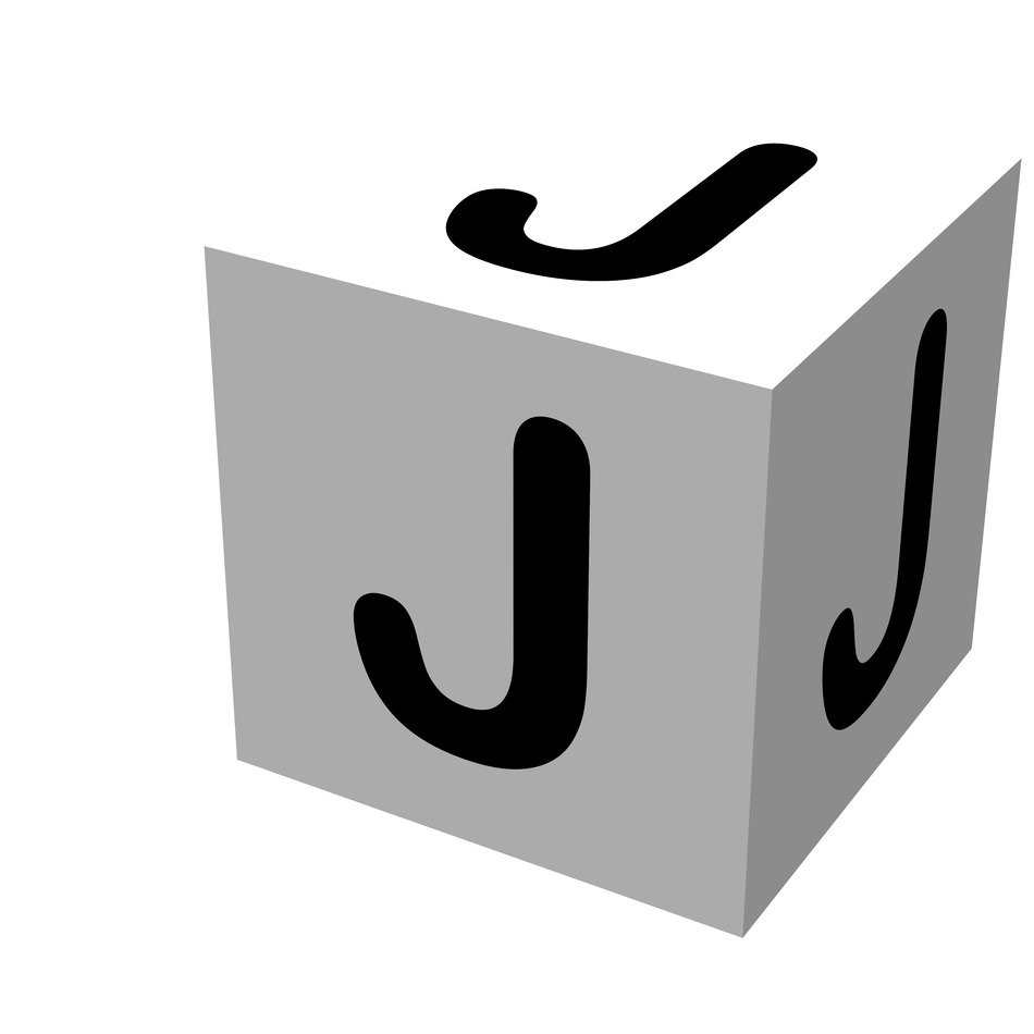 cube with the letter 'J'
