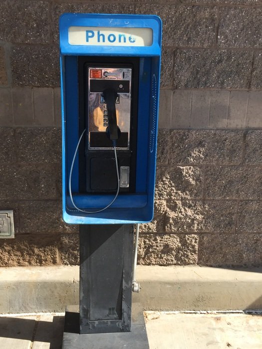 blue retro payphone