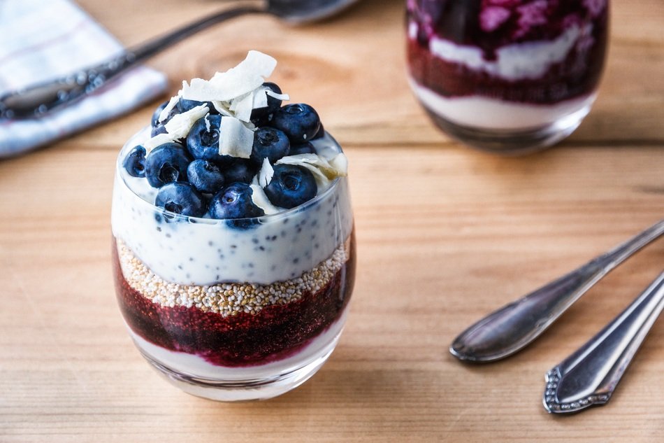 healthy tasty yoghurt with blueberries