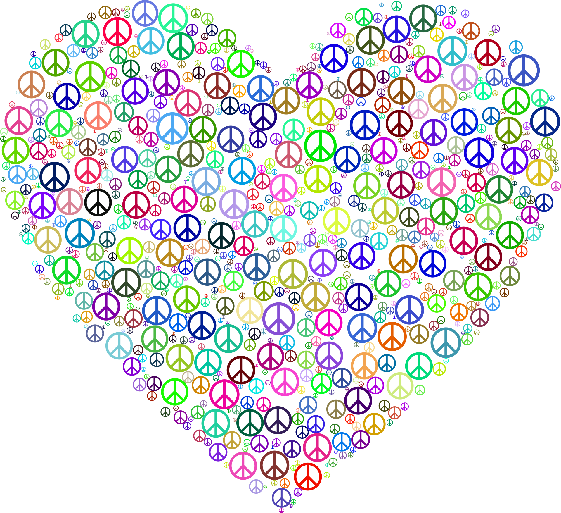 Colorful peace symbols in Heart form free image download