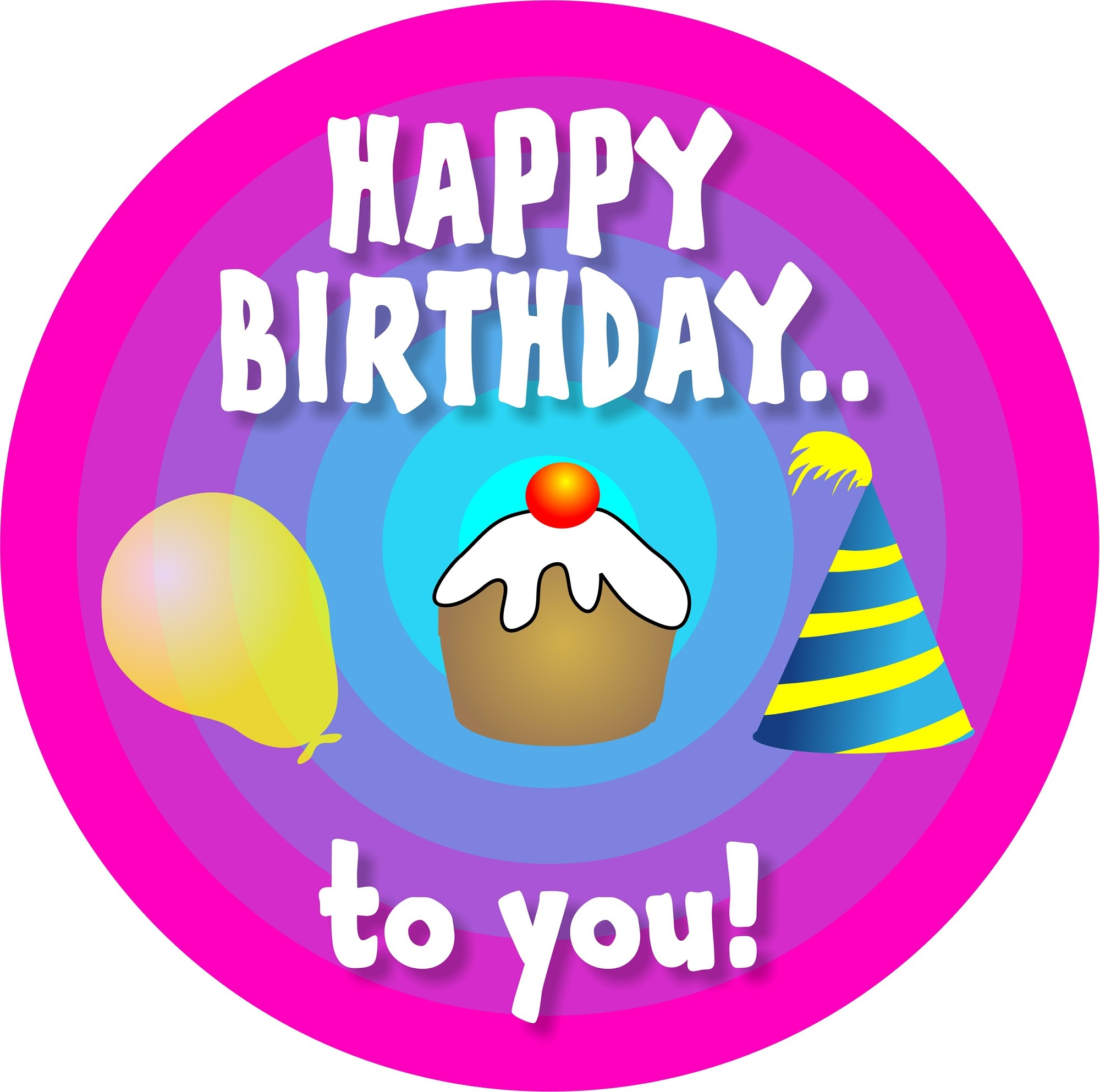 Happy birthday to you, round greeting card free image download