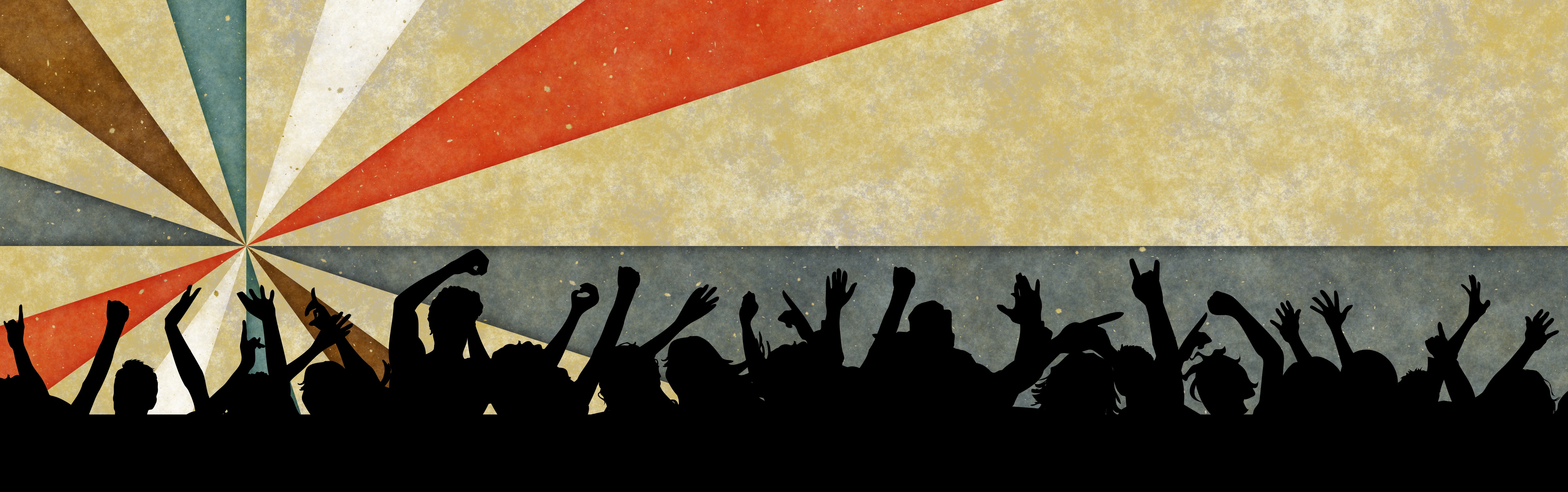 Banner With Silhouettes Of People With Hands Up Free Image Download