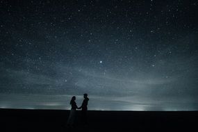 couple in love under the starry sky