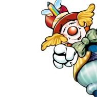 drawing of a clown behind the wall