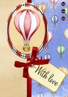 air balloon drawn on a postcard