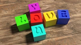 love you on colorful cubes