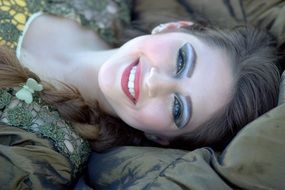 portrait of a happy woman with blue eyes