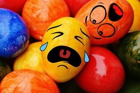 Easter eggs with emoticons