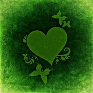 green greeting card with heart