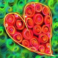 pink heart on a green background