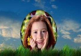 Easter egg with a picture of a girl photo