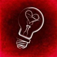 drawing of a light bulb with a heart
