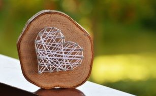 White heart decoration on the wood