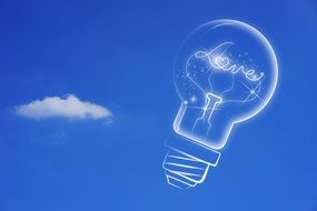 creative light bulb on the blue background