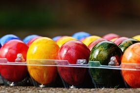 Colorful Easter Eggs in the transparent box