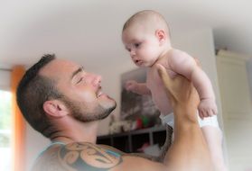 happy father with baby