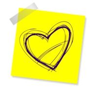 yellow sticker with heart