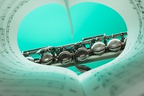 view of the flute through the notes