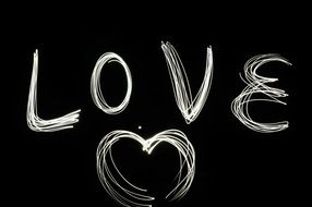Love white text drawing
