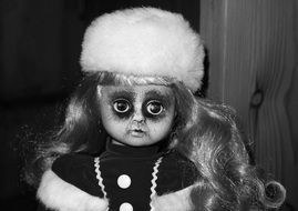 Horror Doll Face monochrome photo