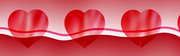 banner with red romantic hearts