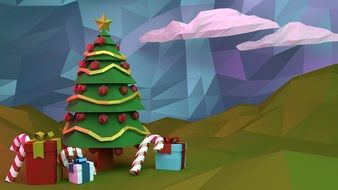 3d Christmas tree clipart