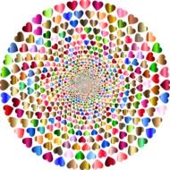 geometric colorful hearts